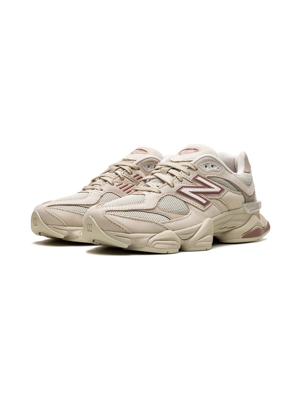 New Balance Women's Beige Sneaker with Pink Trim - Picture 2 of 7